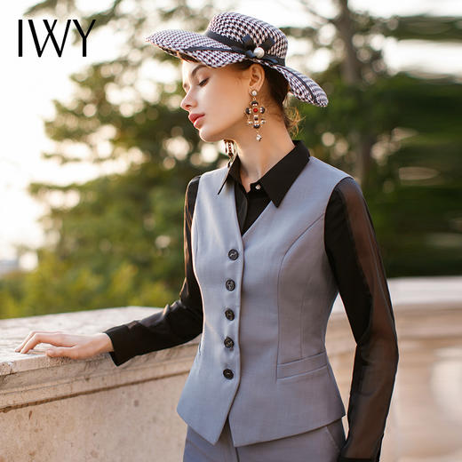 IWY/灰色西装马甲三件套名媛时尚西服套装气质白领ol正装 CPM251 商品图4