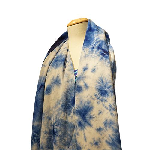 深山集市 云南大理手工扎染蓝天白云围巾90*200 商品图0