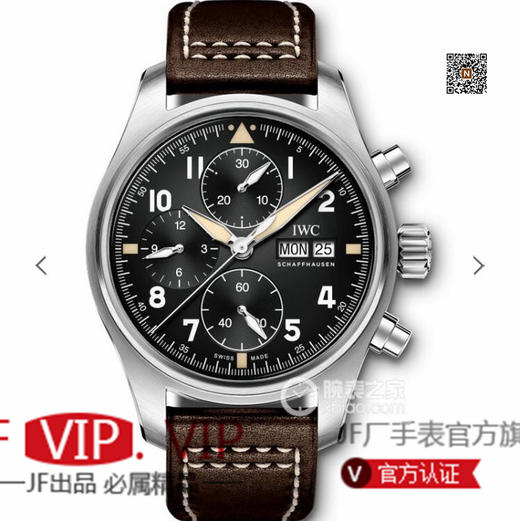 ZF万国IWC2019新款喷火战机计时腕表震撼来袭！驰骋高空 分秒必“真” ZF出品，必属精品！男士腕表，皮表带，自动机械机芯 商品图0