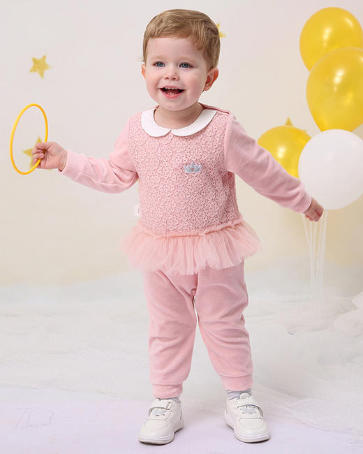 棉果果春秋季女童天鹅绒娃娃领套头连体衣 M322727219455 商品图9