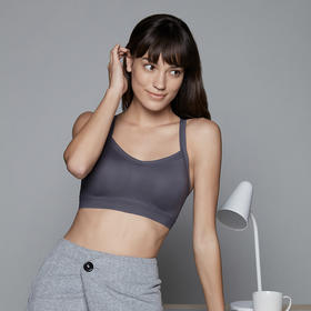 Ubras棉感小V领背勾式文胸内衣女无钢圈舒适聚拢春夏薄性感-C