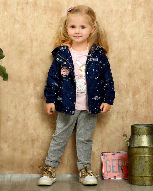 棉果果春秋季女童涤丝纺印花风衣外套 M322130319534 商品图1