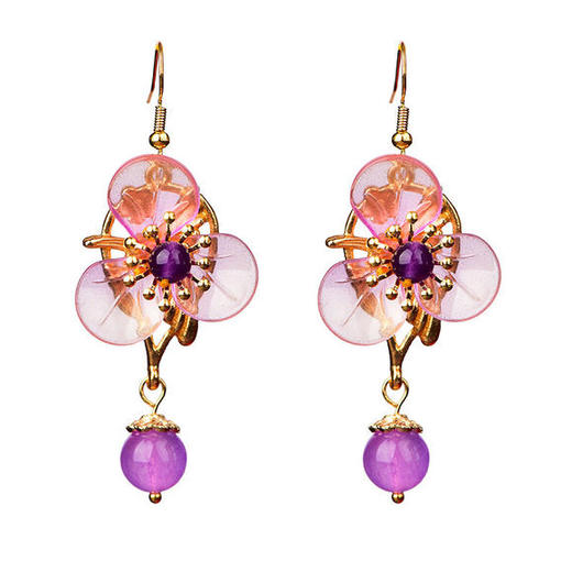 CZYH-207古典复古风琉璃花瓣耳坠 商品图3