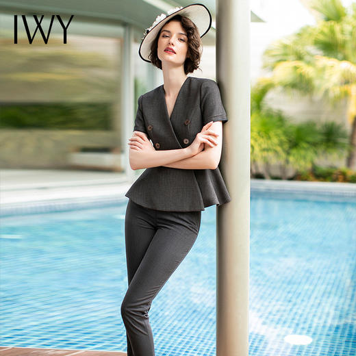 IWY/灰色西服西裤半裙套装气质西装套裤套裙CPS578 商品图2