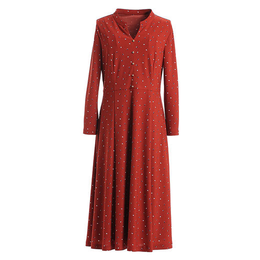 乔万尼秋装流行修身气质红色波点长袖连衣裙女士中长款EN3E311201 商品图4