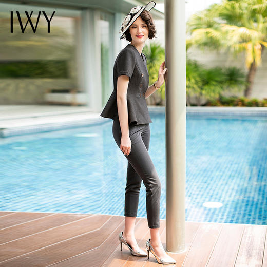 IWY/灰色西服西裤半裙套装气质西装套裤套裙CPS578 商品图1