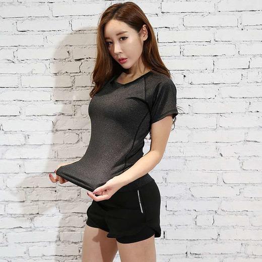 [高腰加大版]瑜伽服夏季文胸短裤短袖大码跑步服健身服运动套装女 商品图9