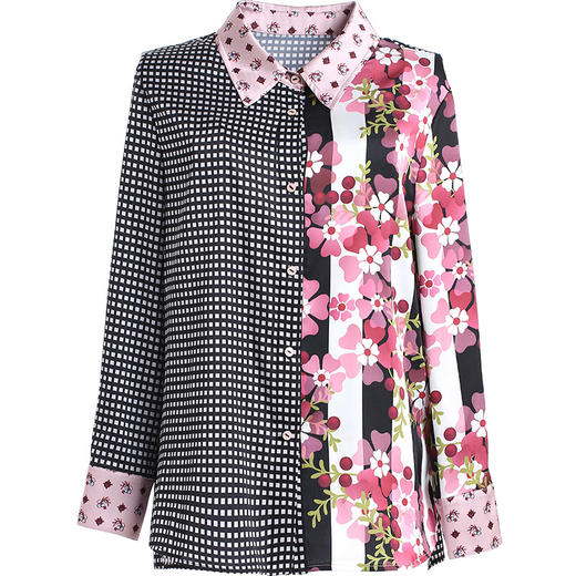 乔万尼秋季洋气复古上衣格子印花设计感宽松长袖衬衫EN3C365 商品图4