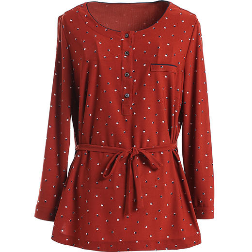 乔万尼秋季洋气小衫修身气质红色复古波点长袖上衣EN3C312 商品图4