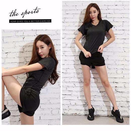 [高腰加大版]瑜伽服夏季文胸短裤短袖大码跑步服健身服运动套装女 商品图8