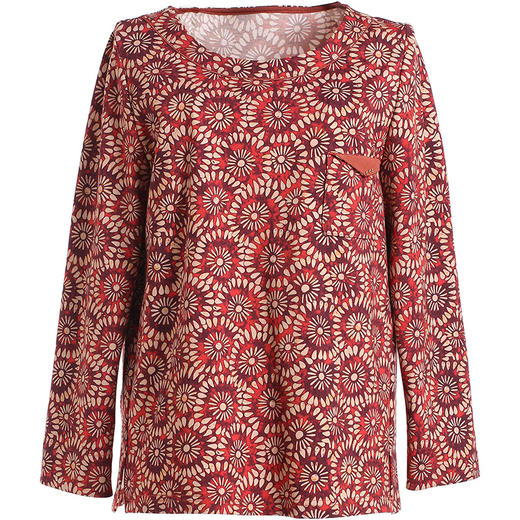 乔万尼秋季上衣时尚复古印花宽松直筒长袖衬衫EN3C318 商品图4