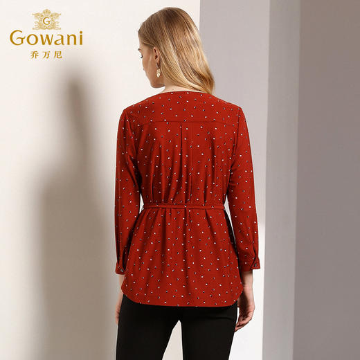 乔万尼秋季洋气小衫修身气质红色复古波点长袖上衣EN3C312 商品图3