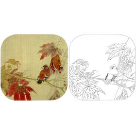 龚雪青花鸟白描底稿-太平鸟小品-多种白描尺寸可选-XQ45