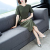 ZYY-C122新款时尚宽松直筒收腰军绿色长款套头连衣裙TZW 商品缩略图1