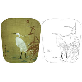 龚雪青花鸟白描底稿-古典小品白鹭-多种白描尺寸可选-XQ37