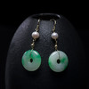 YM-SED20232新款玉石翡翠飘花平安扣s925珍珠耳环TZW 商品缩略图1