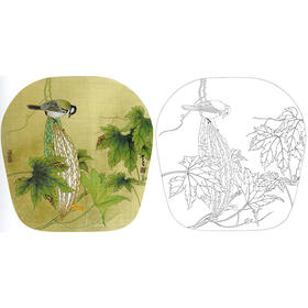 龚雪青花鸟白描底稿-大山雀小品-多种白描尺寸可选-XQ34