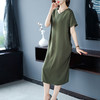 ZYY-C122新款时尚宽松直筒收腰军绿色长款套头连衣裙TZW 商品缩略图3