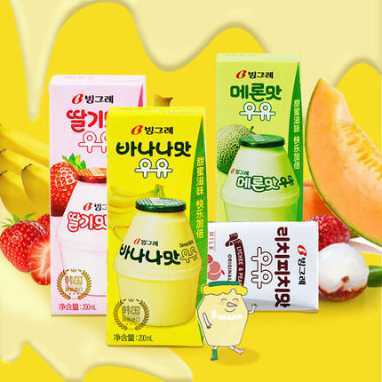 韩国宾格瑞牛奶香蕉牛奶/草莓/香草 商品图1