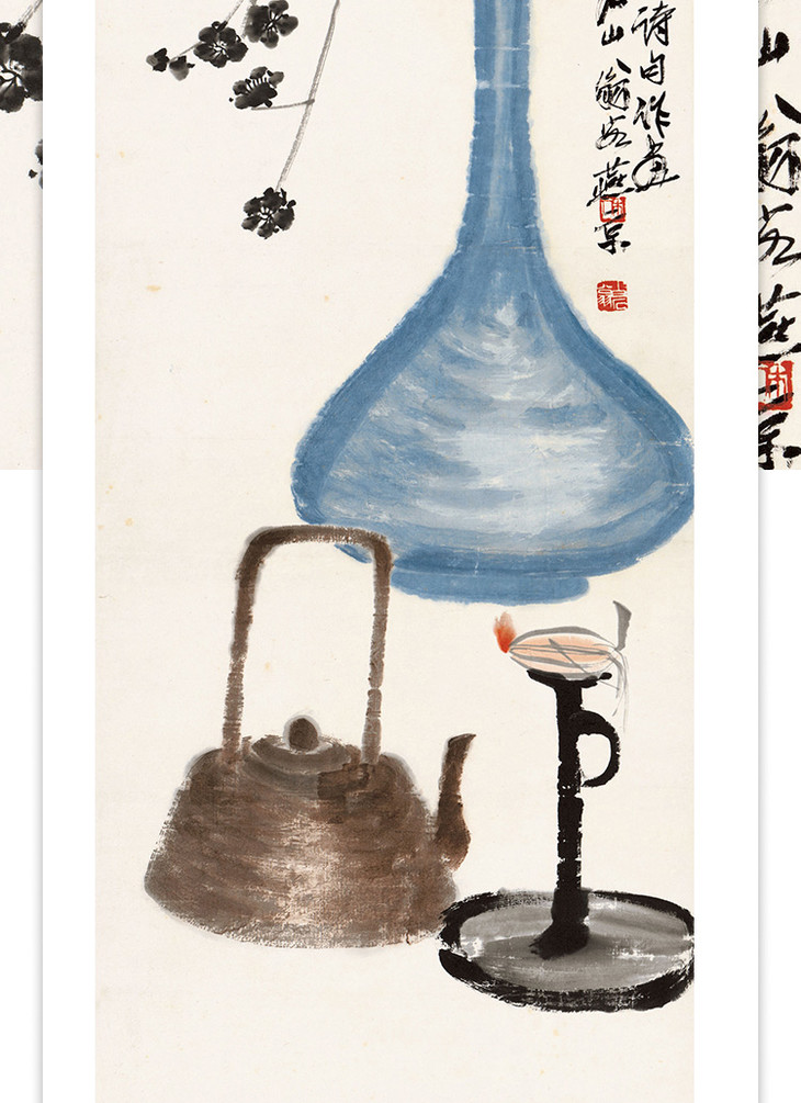 齐白石寒夜客来茶当酒画芯尺寸1295cmx365cm