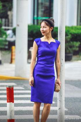 AtelierMissLu / Kyra-皇家蓝立体剪裁修身小礼服