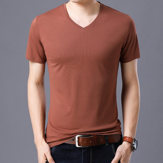 DN-5188新款男士夏季v领莫代尔棉体恤衫TZW 商品图0
