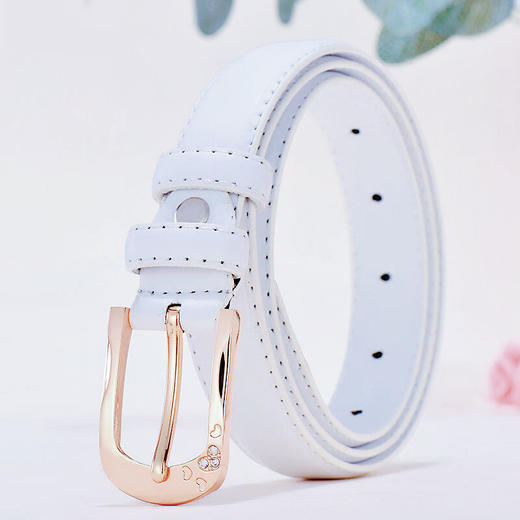 女士皮带女真皮时尚简约百搭韩国牛仔裤白色腰带细装饰潮学生韩版