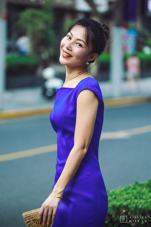 AtelierMissLu / Kyra-皇家蓝立体剪裁修身小礼服 商品图6