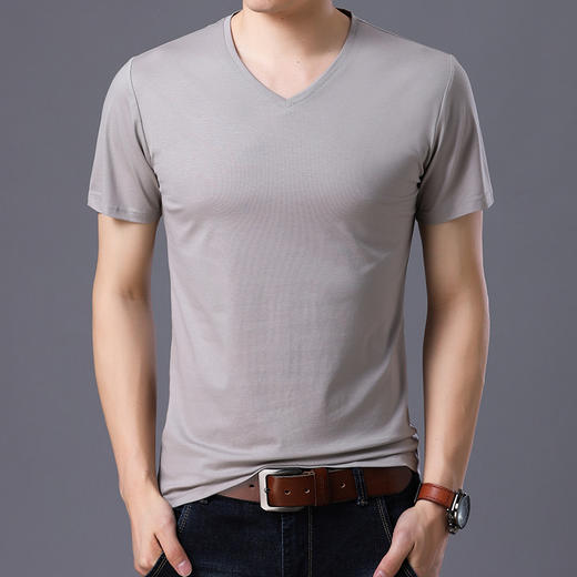 DN-5188新款男士夏季v领莫代尔棉体恤衫TZW 商品图1