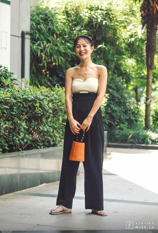 AtelierMissLu /  Lorna-拼色抹胸连体裤 商品图4