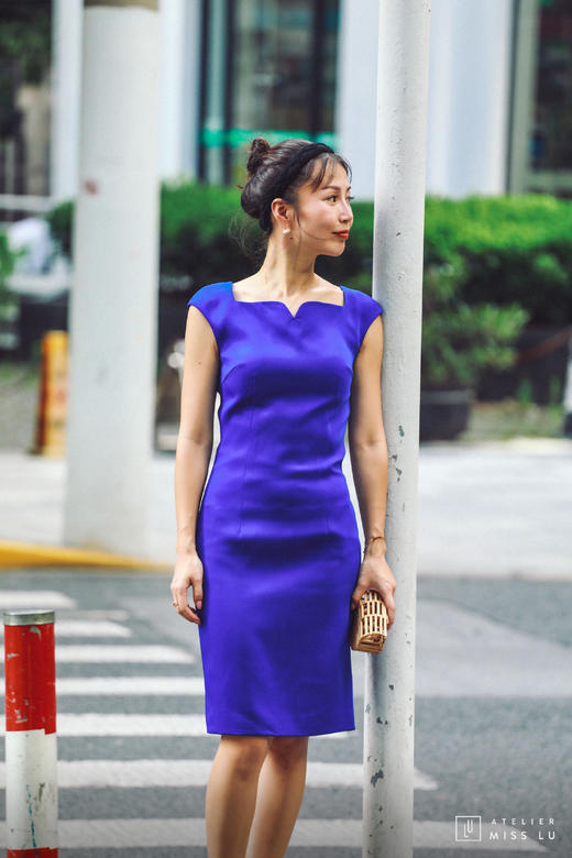 AtelierMissLu / Kyra-皇家蓝立体剪裁修身小礼服 商品图2