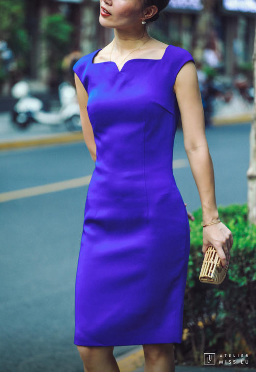AtelierMissLu / Kyra-皇家蓝立体剪裁修身小礼服 商品图1