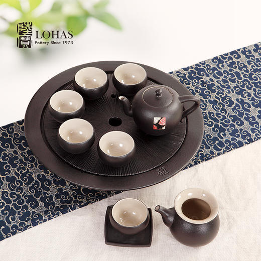 【LOHAS陆宝 禅风刺绣茶组】茶具礼盒套装 茶礼陶瓷茶具送礼自用高端功夫茶具套组当代人文美学茶壶茶杯茶盘 整套泡茶具 茶海 杯子功夫茶组【台湾陆宝】 商品图4