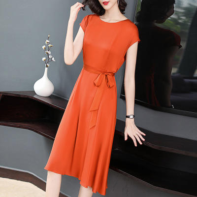 HZN-GG7888-气质纯色大摆长款连衣裙 商品图3