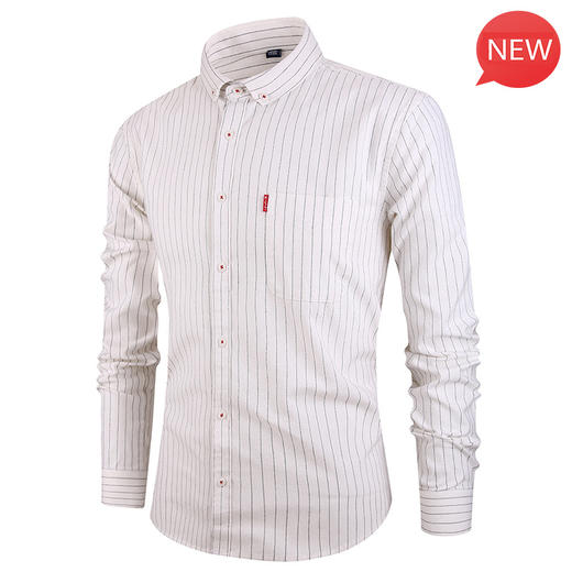 男装秋 火条纹男士休闲长袖衬衫翻领修身衬衣开衫 商品图4