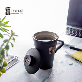 【LOHAS陆宝 禅风福寿盖杯】陆宝禅风福寿盖杯 办公泡茶飘逸过滤陶瓷马克杯子375ml【台湾陆宝】