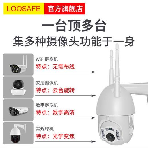 【夜视摄像头】。无线wifi网络球机摄像头户外高清夜视监控器智能手机远程家用室外 商品图0