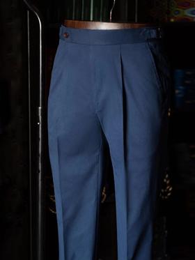 Huddersfield Quest Cottons 300克高克重高密度埃及棉藏蓝色意式工艺裤装