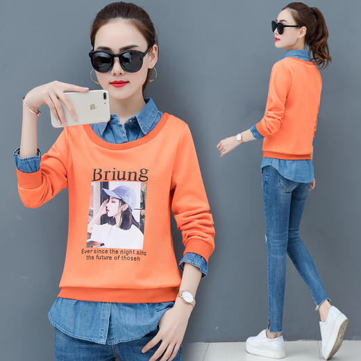 AHM  lny011假两件卫衣韩版薄款休闲洋气宽松 商品图4