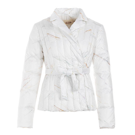 白底印花白鸭绒保暖短款羽绒服配腰带生活在左秋冬女装新品1993122084