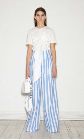 XIAO LI 领结不对称条纹T恤 SS19-023