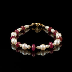 印度莫卧儿帝国红宝石珍珠手串