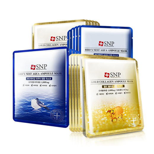 韩国SNP黑色竹炭面膜/海洋燕窝水库/黄金/银色美白/磨银珍珠10片 (版本随机发中文标签） 商品图8