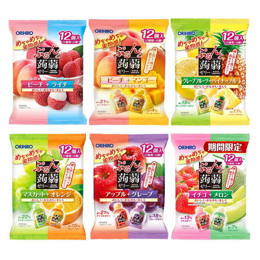 日本ORIHIRO蒟蒻果冻低卡高纤-240g（青提&香橙/草莓&哈密瓜/白桃&芒果/柚子菠萝/苹果葡萄/水蜜桃&荔枝 商品图0