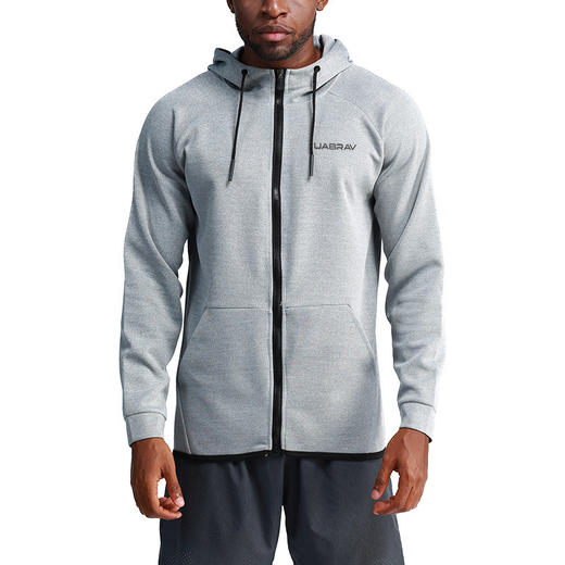 秋冬户外运动外套男休闲运动开衫连帽纯色长袖健身外套 商品图4