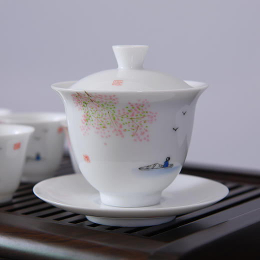 茶具套装泡茶小套 功夫茶具女士景德镇陶瓷白瓷盖碗套装家用简约 商品图1