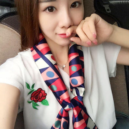 【双层设计 柔软丝滑 四季百搭】韩国ins小丝巾女百搭夏季防晒窄领巾 商品图1
