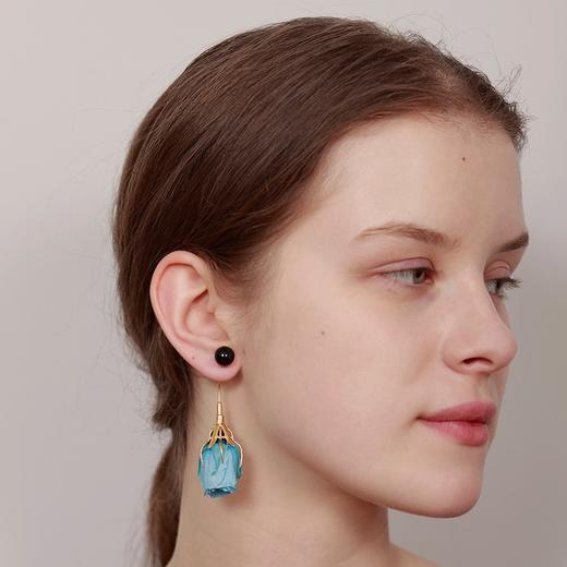 北京仓｜BEATRIZ PALACIOS-Clear Heart-永生玫瑰 天然黑玛瑙 耳环（不对称） [西班牙设计师] 商品图2