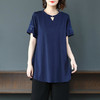MZ 2843 新款夏装大码宽松遮肚纯棉短袖减龄洋气上衣 商品缩略图2