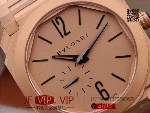 宝格丽2018新款OCTO Finissimo魅力男士41毫米的镀铑玫瑰金/精钢/钛喷砂三种表壳，腕表配备业内最薄的自制Calibre BVL 138机械自动上链机芯，珍珠陀摆锤，厚度极为纤薄 商品图3